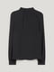 Черная фактурная блуза с воротником-завязкой | 6631309 | фото 6