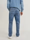 Прямые синие джинсы с потертостями | 6631363 | фото 3