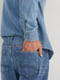 Прямые синие джинсы с потертостями | 6631363 | фото 4