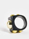 Черное массивное полимерное кольцо с золотыми заклепками | 6631451 | фото 2