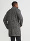 Сіре пальто середньої довжини з візерунком-ялинка з вовною у складі | 6631557 | фото 2