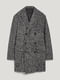 Сіре пальто середньої довжини з візерунком-ялинка з вовною у складі | 6631557 | фото 5