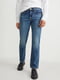 Прямые голубые джинсы с потертостями | 6631633