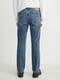 Прямые голубые джинсы с потертостями | 6631633 | фото 3