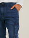 Прямые синие джинсы-карго | 6631693 | фото 4