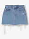 Голубая джинсовая мини юбка с необработанным низом | 6631737 | фото 4