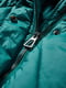 Удлиненая стеганая куртка с капюшоном цвета морской волні | 6631928 | фото 6
