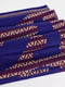 Напіввовняний синій шарф в смужку з написом | 6632105 | фото 2