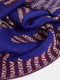 Напіввовняний синій шарф в смужку з написом | 6632105 | фото 3