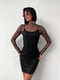 Комбінована чорна сукня із сіткою | 6632183 | фото 4