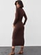Вечірня коричнева сукня з драпіруванням | 6632198 | фото 2