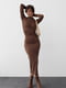 Силуэтное коричневое платье с драпировкой | 6632221 | фото 7
