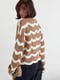 Ажурный свитер кофейного цвета с волнистым узором | 6632233 | фото 2