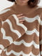 Ажурный свитер кофейного цвета с волнистым узором | 6632233 | фото 4