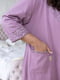 Бавовняний блідо-фіолетовий халат з мереживом | 6629968 | фото 2
