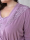Бавовняний блідо-фіолетовий халат з мереживом | 6629968 | фото 3