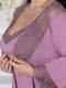 Блідно-фіолетовий подовжений комплект: нічна сорочка та халат | 6630027 | фото 3