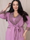 Блідно-фіолетовий подовжений комплект: нічна сорочка та халат | 6630027 | фото 4