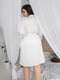 Ніжний шовковий халат молочного кольору з сітчастими вставками | 6630061 | фото 2