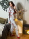 Класична сіра піжама з новорічним принтом: сорочка і штани | 6630095 | фото 2