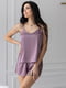 Блідо-фіолетова піжама з мереживними вставками: майка і шорти | 6630130 | фото 3
