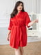 Червоний шовковий комплект для дому та сну: нічна сорочка та халат | 6630146 | фото 3