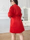 Червоний шовковий комплект для дому та сну: нічна сорочка та халат | 6630146 | фото 4