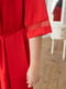 Червоний шовковий комплект для дому та сну: нічна сорочка та халат | 6630146 | фото 5