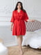Червоний шовковий комплект для дому та сну: майка, шорти та халат | 6630147 | фото 4