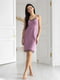 Блідо-фіолетова нічна сорочка з мереживним оздобленням | 6630157 | фото 4