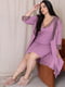 Фіолетовий комплект з мереживом: нічна сорочка та халат  | 6630163 | фото 3