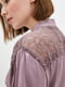 Блідо-фіолетовий халат з мереживом | 6630223 | фото 4