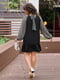 Сукня А-силуету чорна з супер-м'якою тканиною та шифоновими рукавами. | 6604506 | фото 3