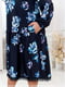 Платье А-силуэта синее в цветочный принт | 6604627 | фото 4