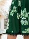 Батальное зелёное платье А-силуэта в цветочный принт | 6604628 | фото 4