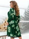 Батальное зелёное платье А-силуэта в цветочный принт | 6604628 | фото 3