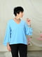 Блакитна блуза з об'ємними рукавами | 6517751 | фото 2