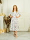 Сукня-міді А-силуету молочного кольору в квітковий принт | 6517781 | фото 3
