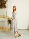 Сукня-міді А-силуету оливкового кольору в квітковий принт | 6517782 | фото 2