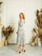 Сукня-міді А-силуету оливкового кольору в квітковий принт | 6517782 | фото 4