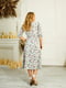 Сукня-міді А-силуету оливкового кольору в квітковий принт | 6517782 | фото 6