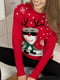 Напіввовняний червоний светр із малюнком | 6650191 | фото 5