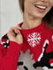 Полушерстяной красный свитер с рисунком | 6650194 | фото 7