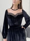 Платье А-силуэта черное бархатное | 6652125 | фото 2