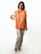 Вільна помаранчева блуза із зав'язкою на шиї | 6652373 | фото 2