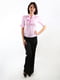 Рожева приталена блуза з оригінальним V-подібним вирізом | 6652434 | фото 2