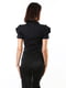 Чорна приталена блуза з короткими рукавами-воланами | 6652436 | фото 5