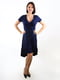 Темно-синя сукня довжини міді А-силуету | 6652447 | фото 2