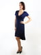 Темно-синя сукня довжини міді А-силуету | 6652447 | фото 3