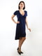 Темно-синя сукня довжини міді А-силуету | 6652447 | фото 4